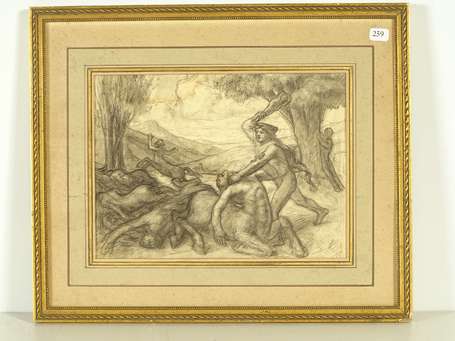 ECOLE XIXé Centaures. Crayon à papier. A vue 18 x 