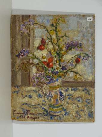 PION Fernande (XX), Bouquet, huile sur panneau 