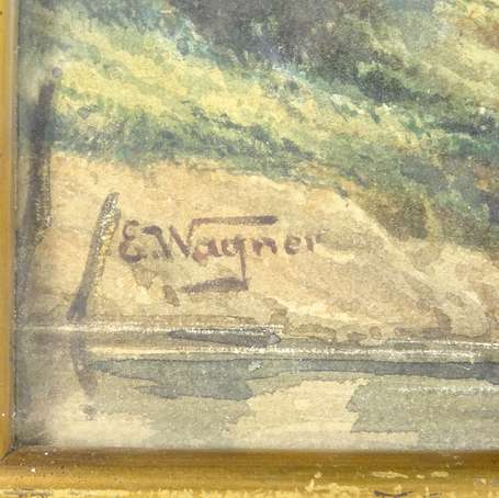 WAGNER E. Début XXème, Chaumière. Aquarelle signée