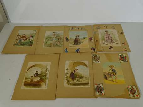 Ensemble de 12 chromolithographies de femmes, 