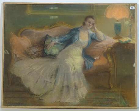 PASQUIER H. ( XIXème - XXème) Femme au salon 