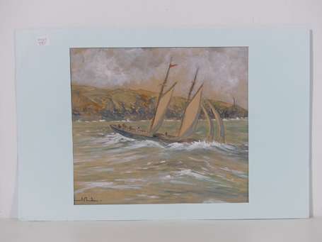 ECOLE FRANCAISE XXème siècle, Marine. Aquarelle 