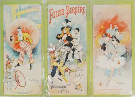 Folie Bergère programme du 20 mai 1898 en 3 volets