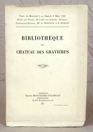 (Catalogue de vente publique). Bibliothèque du 
