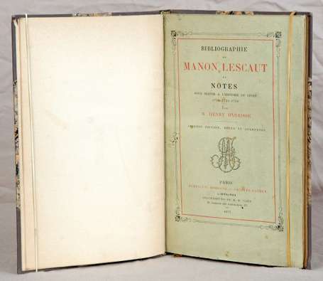HARRISSE (Henry). Bibliographie de Manon Lescaut 