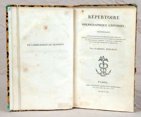 PEIGNOT (Gabriel). Répertoire bibliographique 