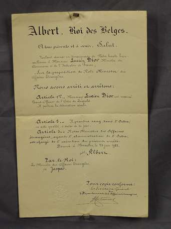 Diplôme de l'ordre de Léopold, grand officier 