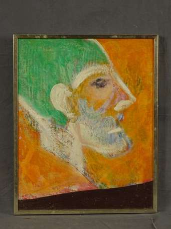 ECOLE XXe - Portrait d'homme. Acrylique sur 