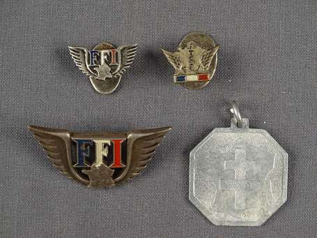 Quatre insignes FFI / FTPF
