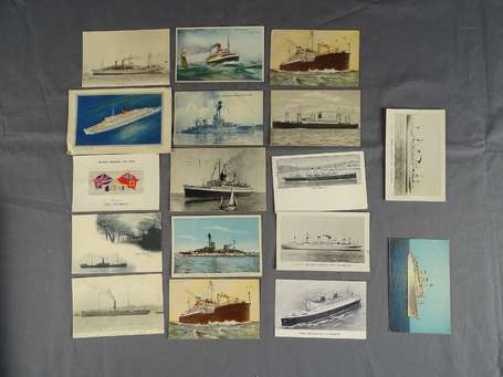 14/18 - Lot  de 17 cartes sur la marine , dont Usa