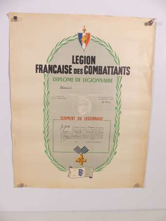 2GM - Pétain - Diplôme vierge due la légion 