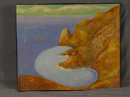 MALLET Serge dit ESSEM XXe - Calanque. Acrylique 