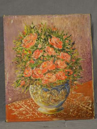 Ecole Xxé S. Bouquet. Huile sur carton. 52 x 43,5 