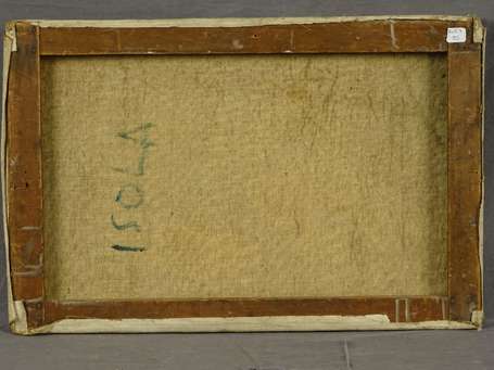 Ecole Xxé S. Toits enneigés. Huile sur toile 