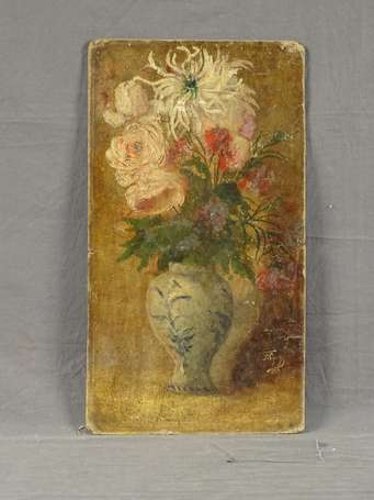 GAUCHY F Xixé S. Bouquet. Huile sur carton signée 