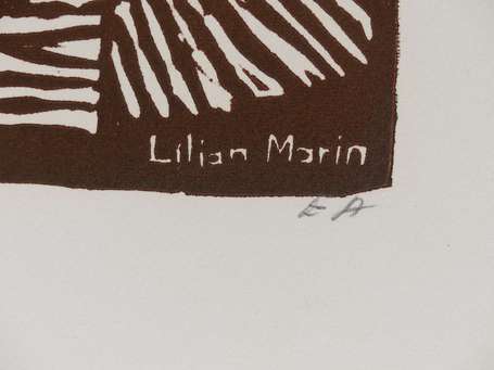 MARTIN Lilian XXé Bouquet Lithographie justifiée E