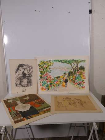 Ensemble de 4 lithographies dont Milivoj UZELAC, 