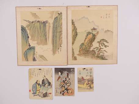 CHINE XXè siècle Paysage 2 aquarelles, on y joint 