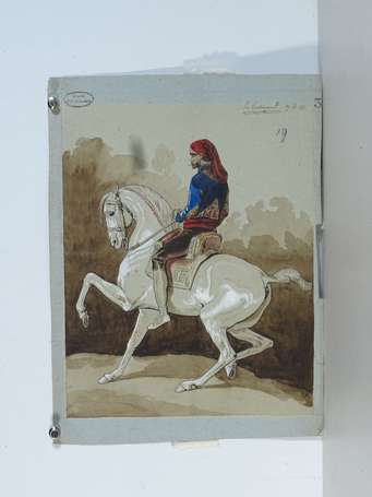 Cavalier arabe d'après Vernet Horace-  Aquarelle 