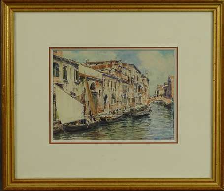 ZANETTI V. XXe - Canal à Venise. Aquarelle, signée