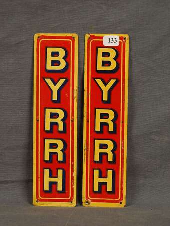 BYRRH : 2 plaques de propreté en tôle. 5 x 20cm