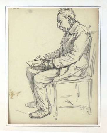 Gobo Georges 1876-1958 Homme assis, Crayon, daté 