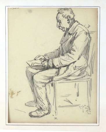Gobo Georges 1876-1958 Homme assis, Crayon, daté 