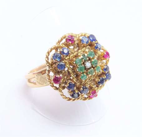 Bague tutti-frutti en or jaune 18K (750°/00), le 