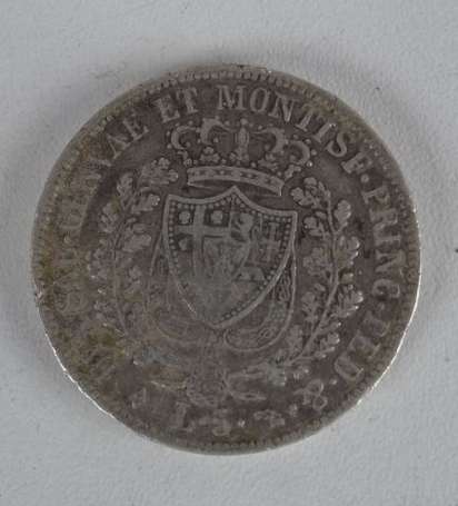 Ecu en argent 5 Lires Carlo-Felice Italie - 