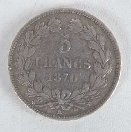 Ecu en argent 5 Frs Cérès 1870 K Etat : TB+