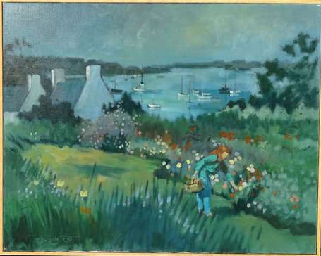 LEROY Tanguy (1937) - Fleurs en Bretagne. Huile 