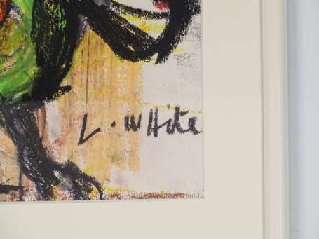 WHITE Larry (1946-) La chouette. Pastel, signé en 
