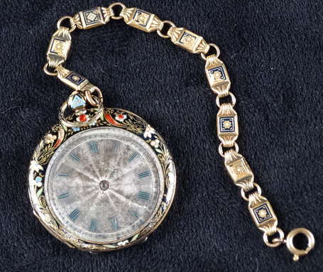 Montre à gousset en argent vermeillé niellé et 