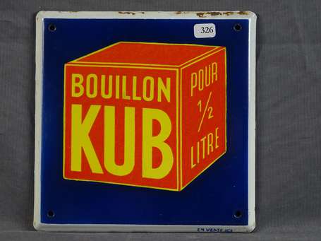 BOUILLON KUB : Plaque émaillée plate à chanfreins.