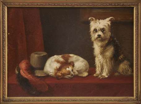 Jones Adolphe Robert 1806-1874 Les Chiots Huile 