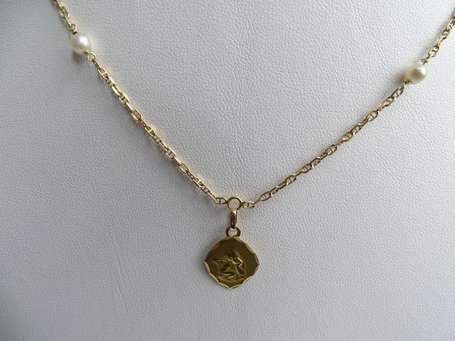 Collier de baptême en or jaune 18K (750°/00), la 