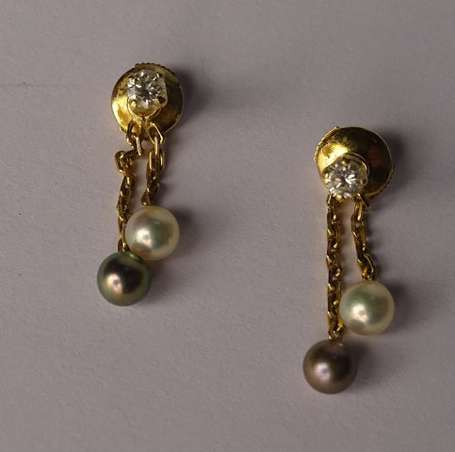 Paire de clous d'oreilles en or jaune 18K 