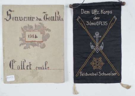 cahier de chant 1914 , avec fanion allemand  dans 