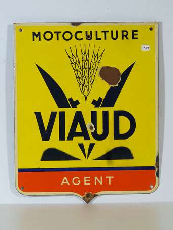 VIAUD Motoculture : Plaque émaillée. Une 