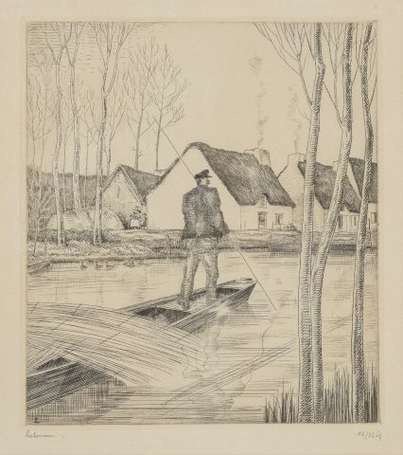 LABOUREUR Jean Emile 1877-1944 L'homme à la barque