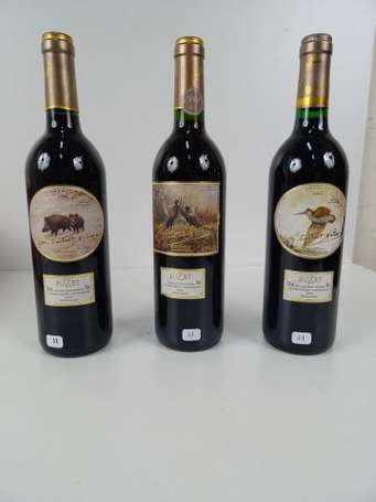 Lot de trois bouteilles de vin BUZET 1999, édition