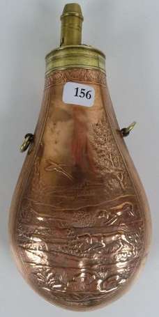 Poire à poudre pour fusil en cuivre de fabrication