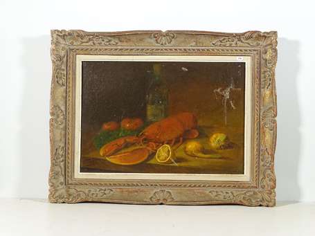 CHAIX F. XIXé  Nature morte au homard Huile sur 