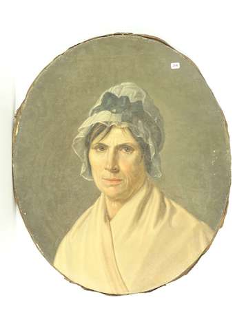 ECOLE XIXé Portrait de femme. Huile sur toile à 