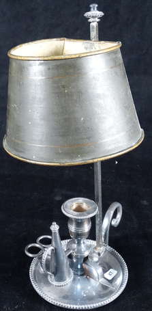 Lampe bouillotte en métal argenté, avec son 