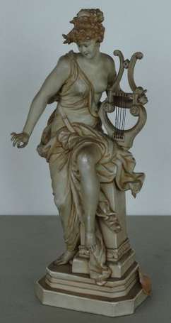 Femme à la harpe, Sujet en porcelaine Autriche 