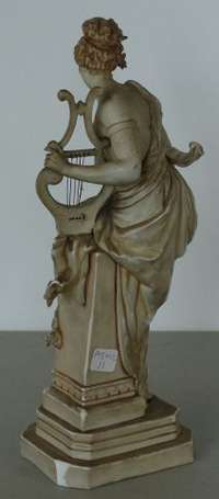 Femme à la harpe, Sujet en porcelaine Autriche 