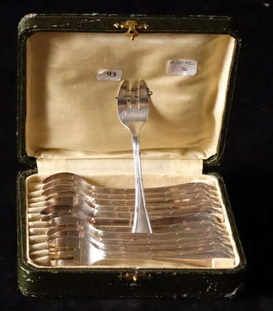 12 fourchettes à huîtres en métal argenté modèle 
