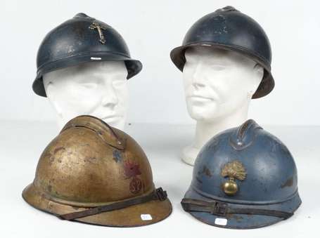 14/18 , lot de  4 coques infanterie dans l'état 