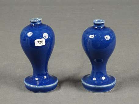 CHINE - Paire de petits vase balustres en 